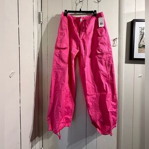 Good American NWT Malibu Pink Parachute Pants size medium